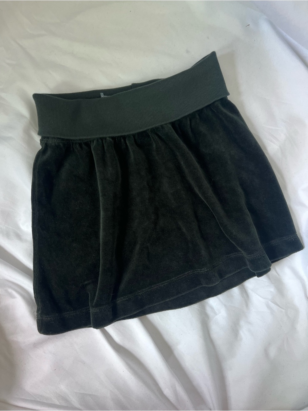 NWOT Girls HARD TAIL Velour Dark Green* Foldover Mini Skirt